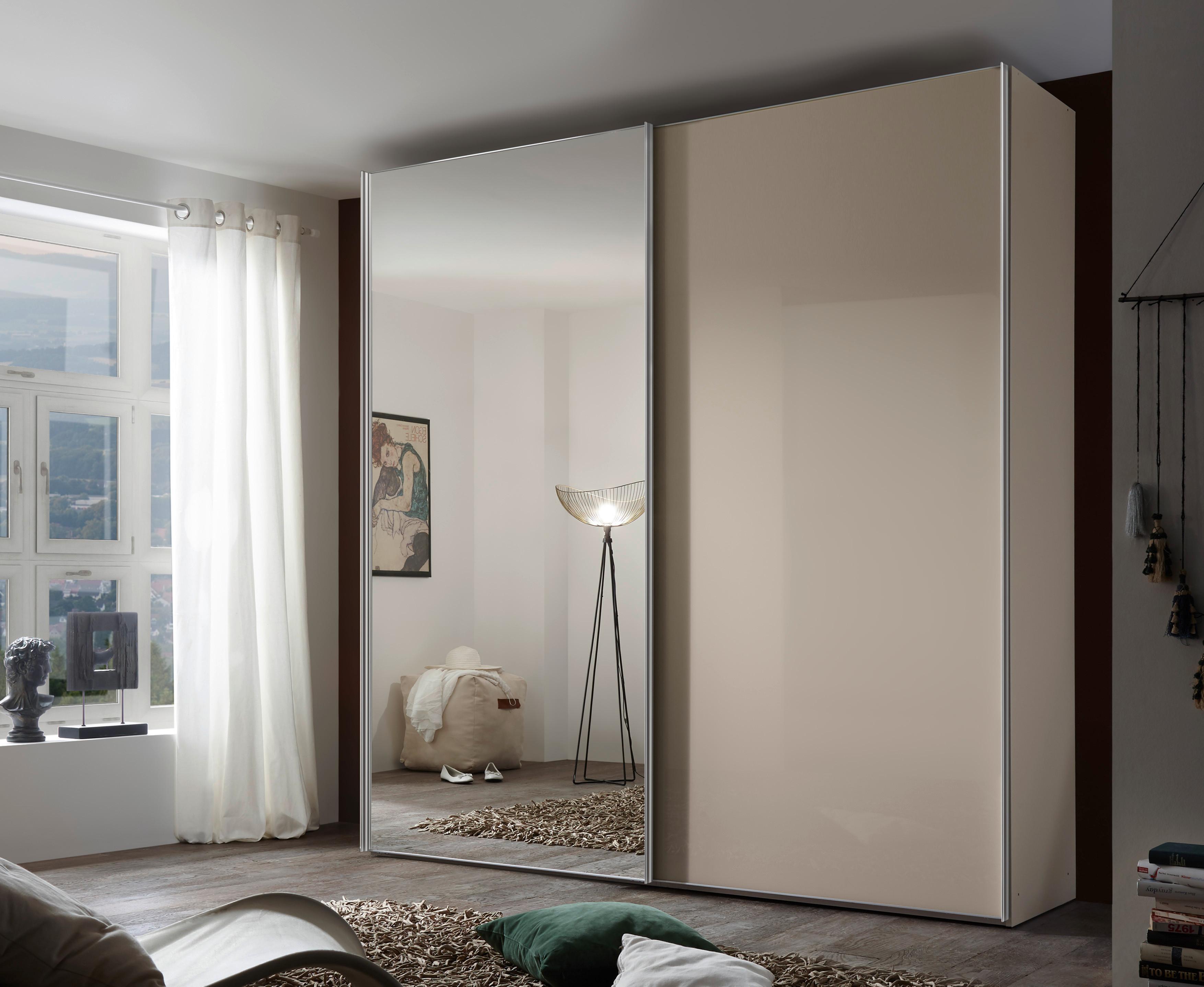 Šatní skříň SONATE ROM 200/240 - pískové barvy/barvy hliníku, Moderní, kov/kompozitní dřevo (200/240/68cm)