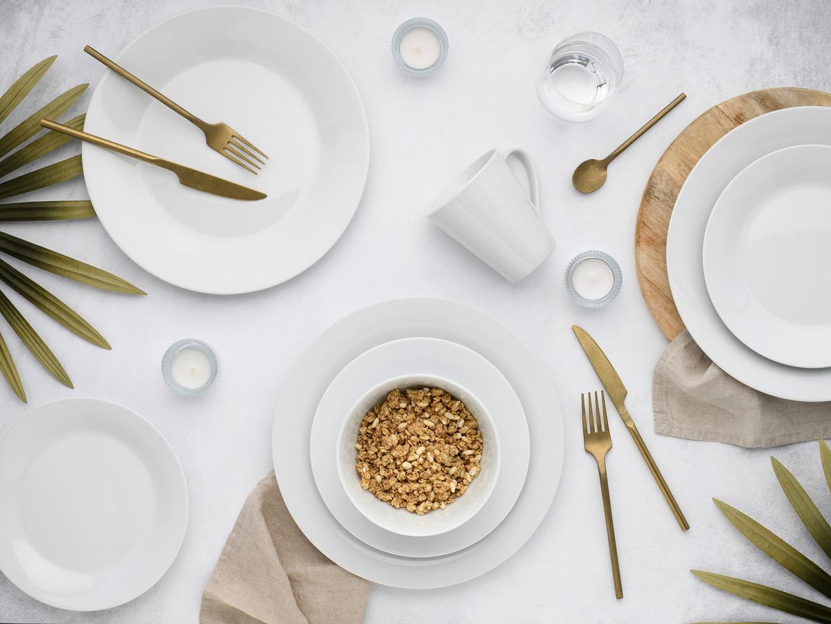 Kombiservice Base Weiß, Porzellan,16-Teilig - Weiß, Basics, Keramik - Creatable