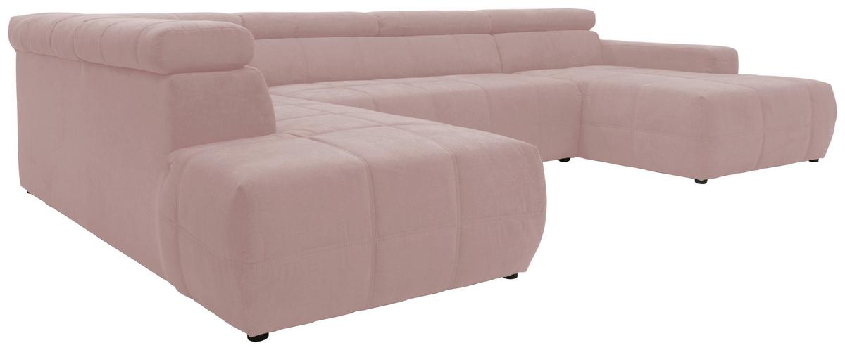 Wohnlandschaft Brandon Kopfteilverstellung Pink - Schwarz/Rosa, Design, Textil (228/359/175cm) - MID.YOU