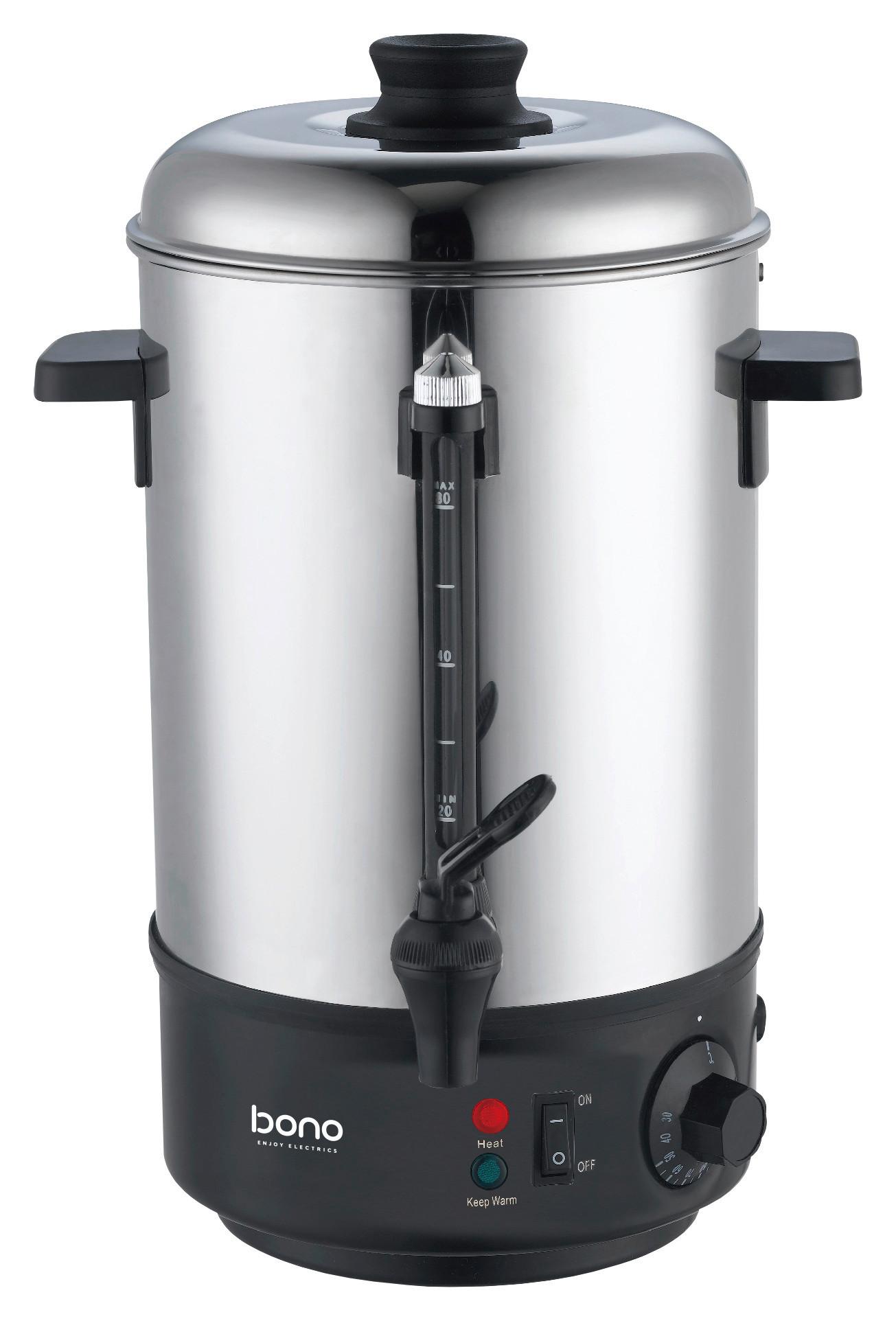 Heißgetränkespender Mit Zapfhahn 8 Liter Bis 100 Grad - Edelstahlfarben/Schwarz, Basics, Metall (33,5/58cm) - Bono