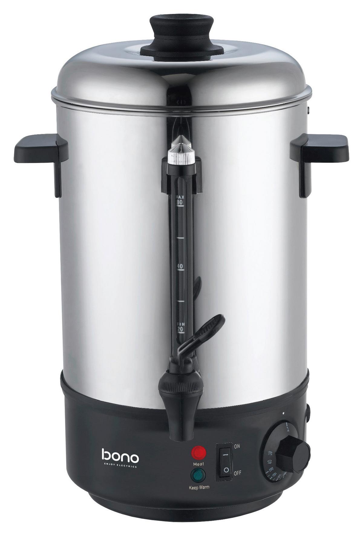 Heißgetränkespender Mit Zapfhahn 8 Liter Bis 100 Grad - Edelstahlfarben/Schwarz, Basics, Metall (33,5/58cm) - Bono