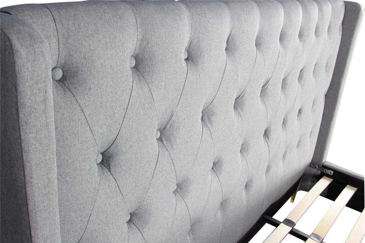 Čalouněná postel s vysokým čelem TANJA, 180x200, šedá - černá/světle šedá, Moderní, kov/dřevo (180/200cm) - Livetastic