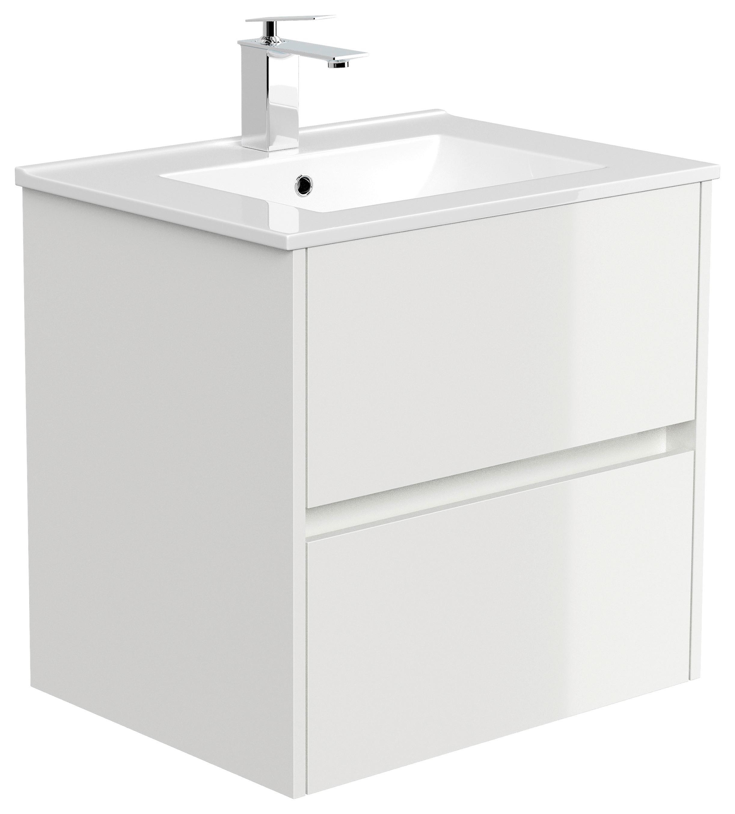 Waschtischkombi Limes Weiß Hg B: B: 61,5 Cm - Weiß Hochglanz/Weiß, MODERN, Keramik/Holzwerkstoff (61,5/58,5/46,5cm) - MID.YOU