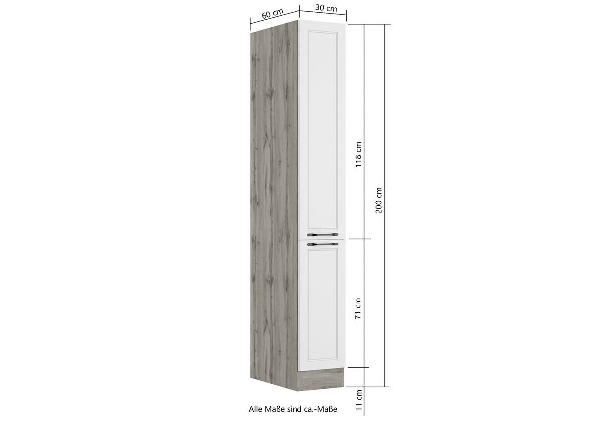 Apothekerschrank Meran B: 30 cm Grau - Grau, LIFESTYLE, Holzwerkstoff (30/200/60cm) - Held