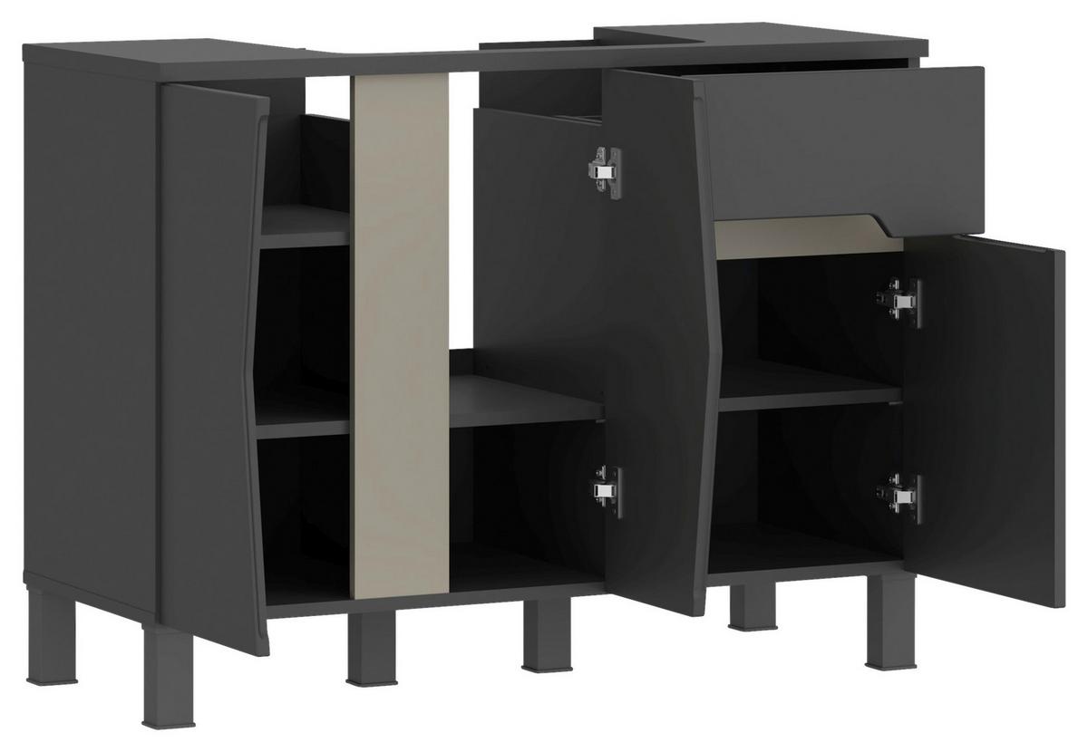 Waschtischkombi Manhattan Man Lu2 - Anthrazit/Weiß, MODERN, Keramik/Holzwerkstoff (100cm) - Luca Bessoni