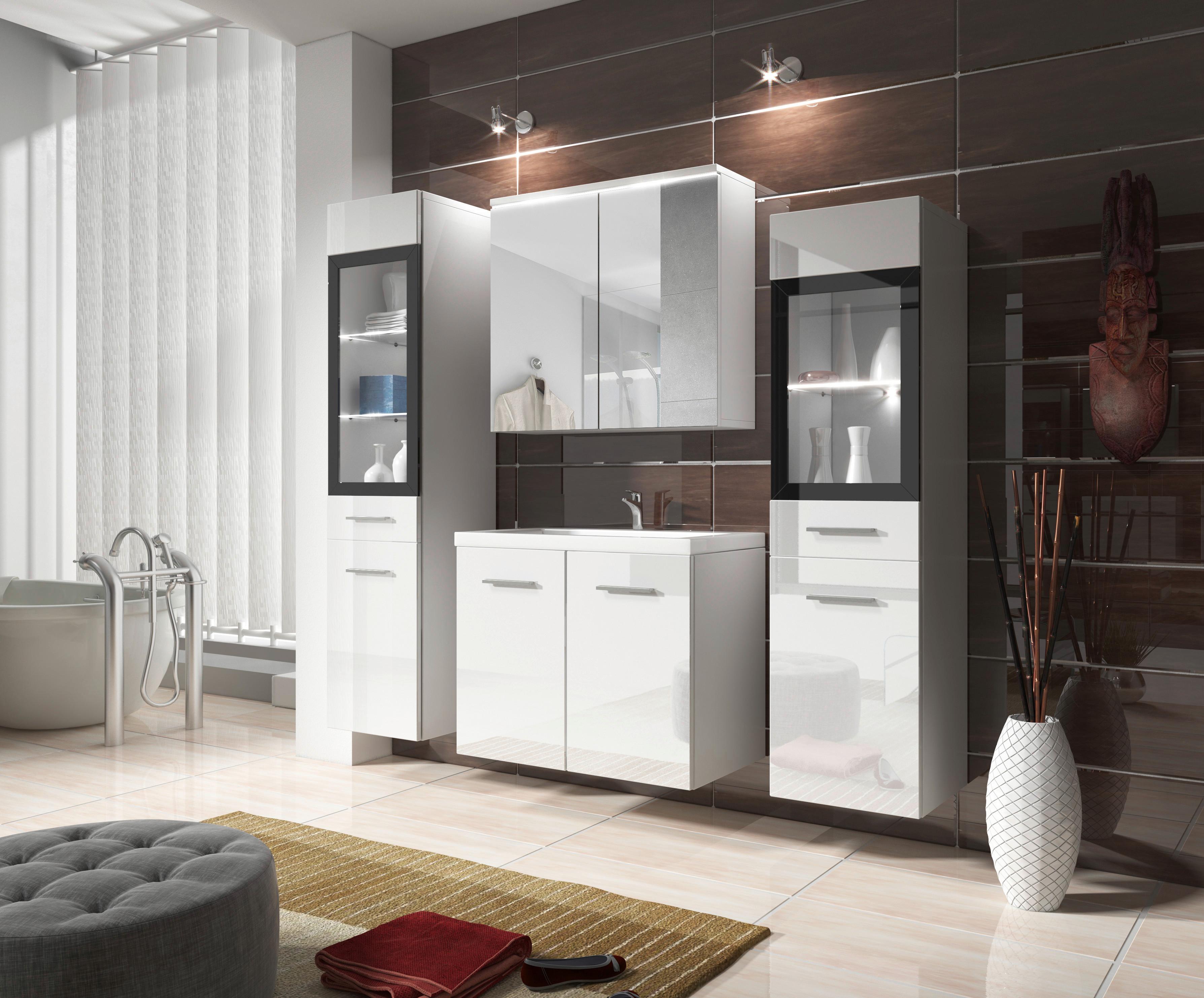 Badmöbel-Set 5--Teilig. inkl. LED Madrit Weiss