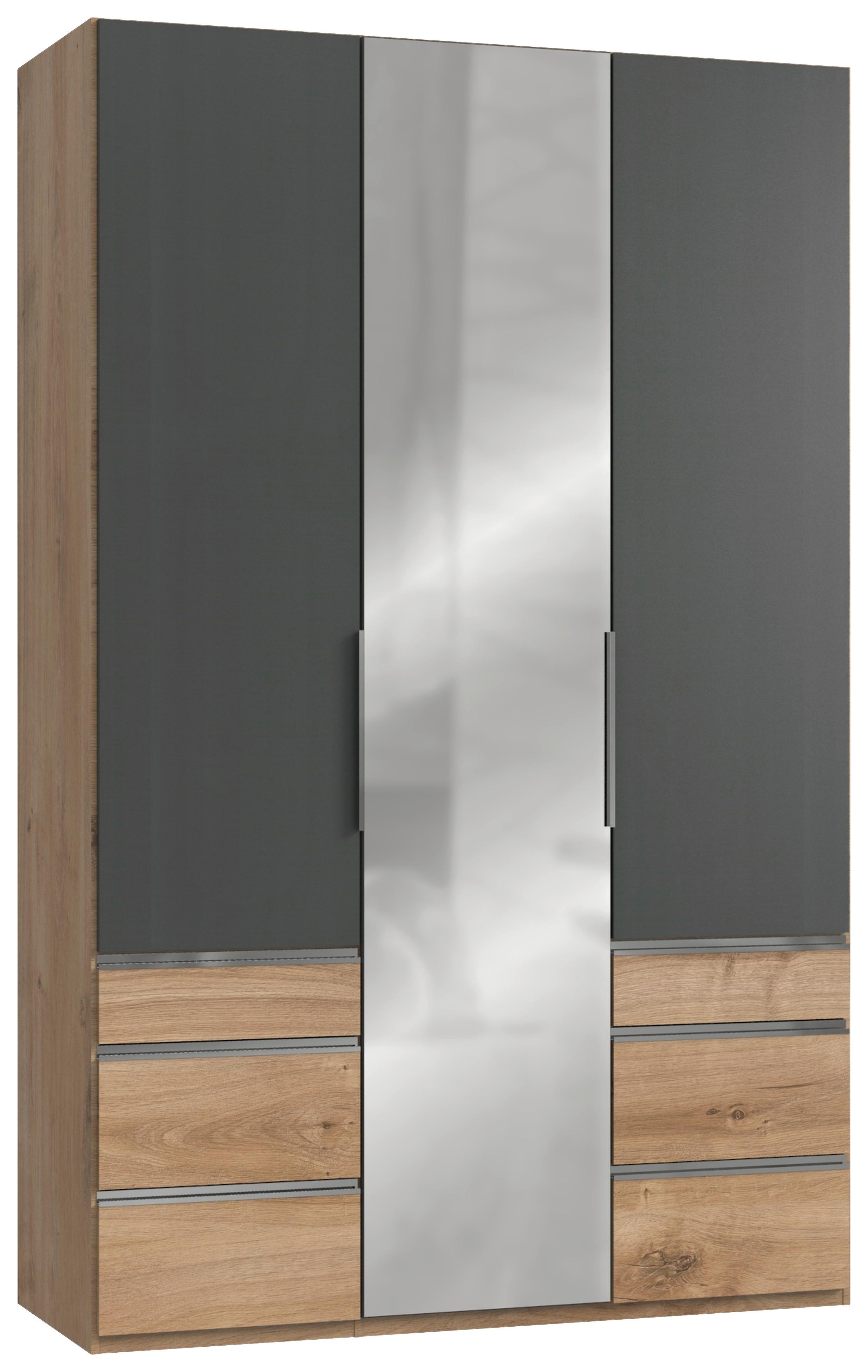 Drehtürenschrank Mit Laden B: 150 Cm Graphitf./eiche Dekor - Eichefarben/Graphitfarben, MODERN, Holzwerkstoff (150/236/58cm) - MID.YOU