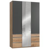 Drehtürenschrank Mit Laden B: 150 Cm Graphitf./eiche Dekor - Eichefarben/Graphitfarben, MODERN, Holzwerkstoff (150/236/58cm) - MID.YOU