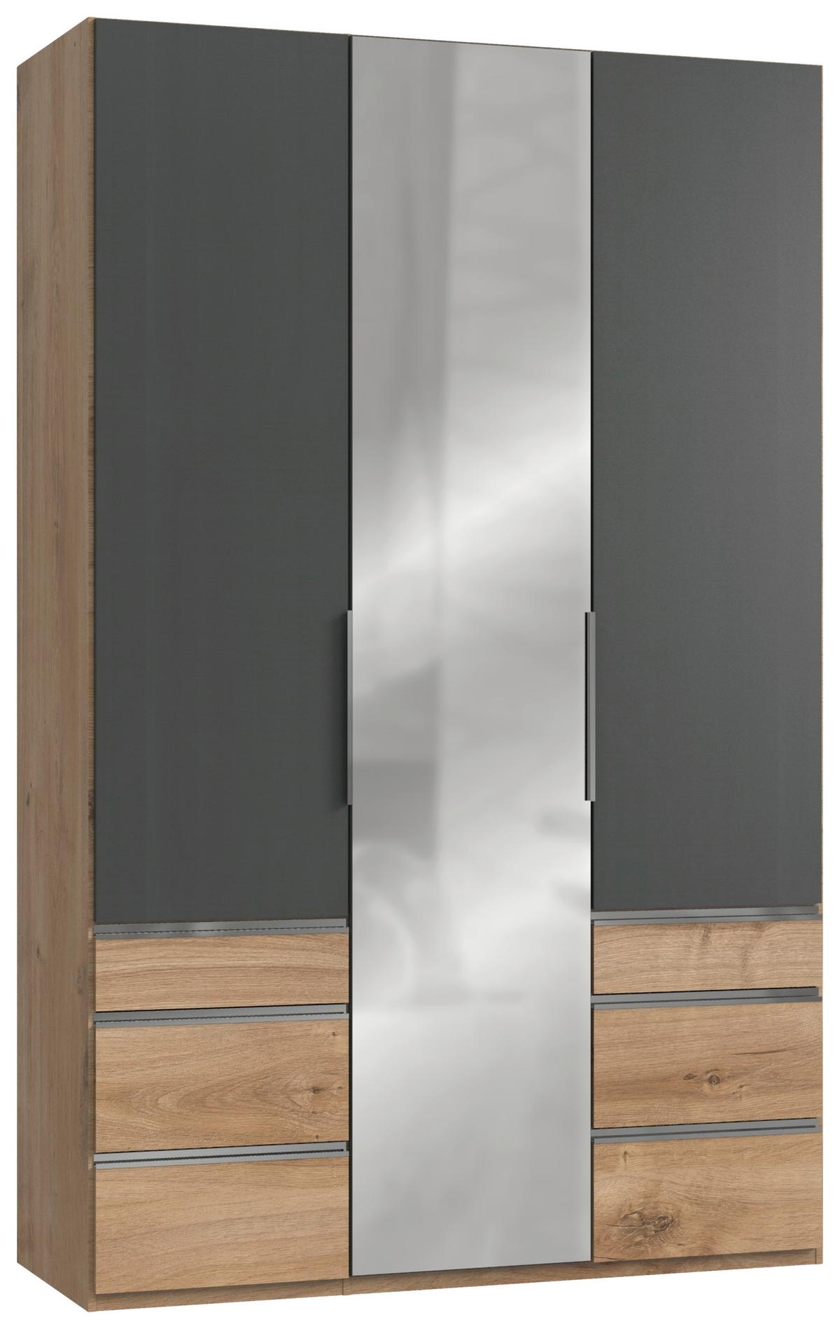 Drehtürenschrank Mit Laden B: 150 Cm Graphitf./eiche Dekor - Eichefarben/Graphitfarben, MODERN, Holzwerkstoff (150/236/58cm) - MID.YOU