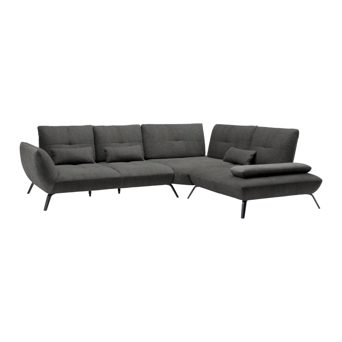 Rohová sedačka TRENDY, pravá, antracitová - černá/antracitová, Moderní, kov/kompozitní dřevo (310/93/250cm) - Premium Living