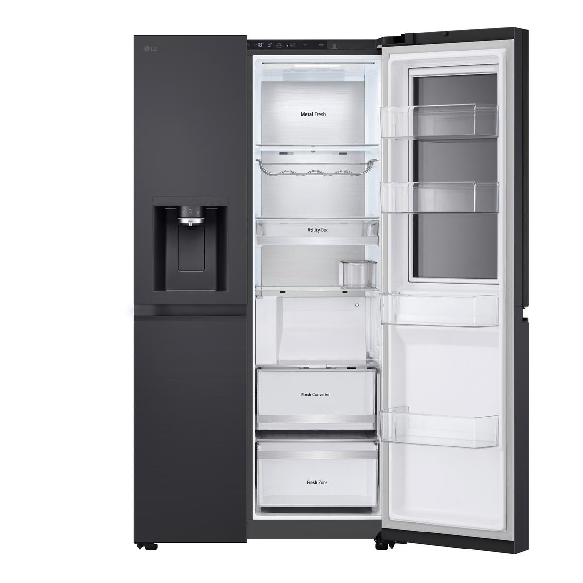 Kühl-Gefrier-Kombination LG Gsxe90evdd - Schwarz, Basics, Glas/Kunststoff (91.3/179/73.5cm)