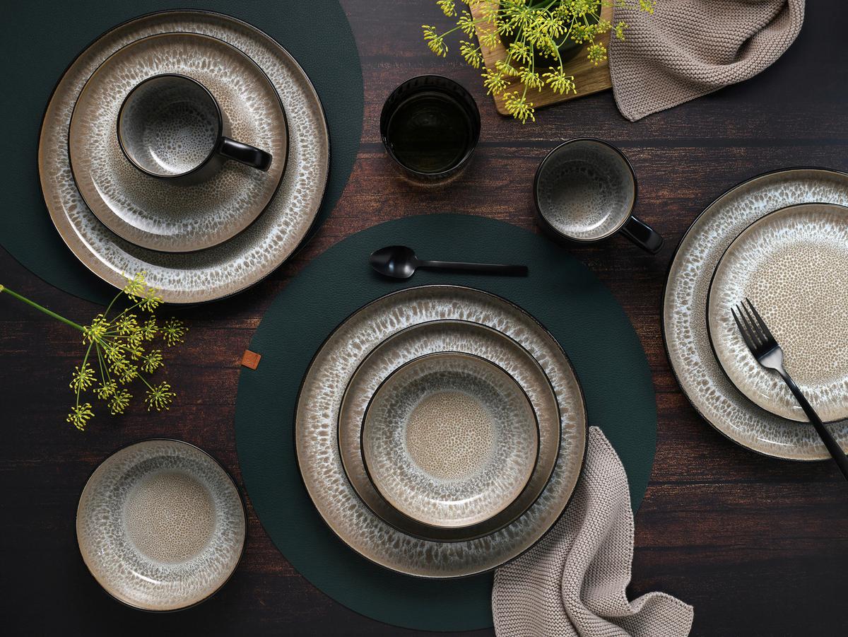 Kombiservice Nordic Fjord Schwarz, Beige 16--Teilig - Beige/Schwarz, Basics, Keramik - Creatable