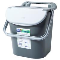 Mülleimer Tower mit Deckel 30l Kunststoff Grau - Grau, Basics, Kunststoff (34/38/42cm)