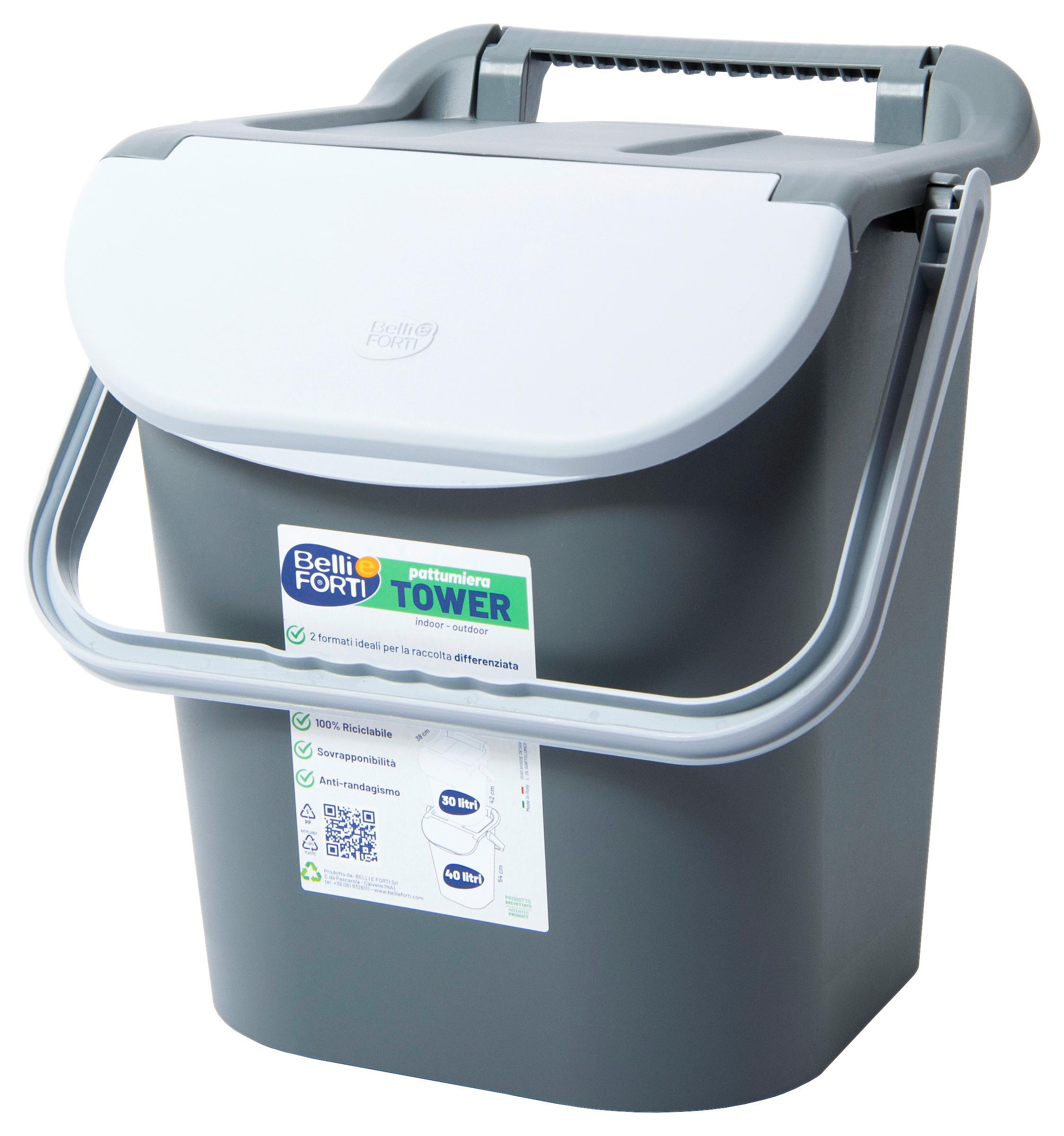 Mülleimer Tower Mit Deckel 30l Kunststoff Grau