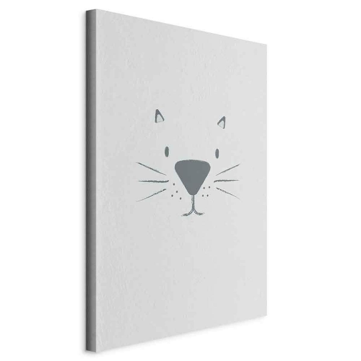 Leinwandbild Cat's Face Hellgrau Dunkelgrau B: 80 cm - Dunkelgrau/Hellgrau, Basics, Holz/Textil (80/120/1,2cm) - artgeist