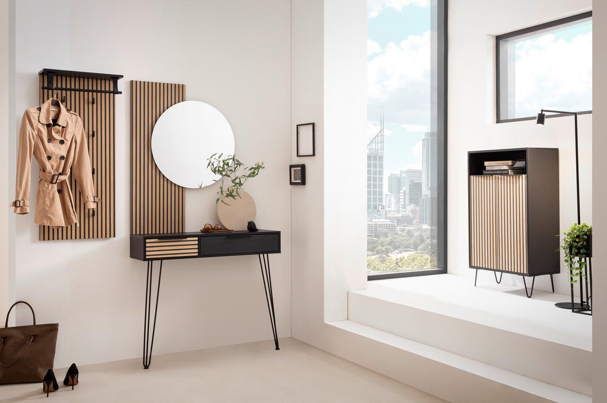 Wandspiegel Hank 800 Akustik - Eichefarben, Design, Glas/Holzwerkstoff (79,5/10,9/3cm) - MID.YOU