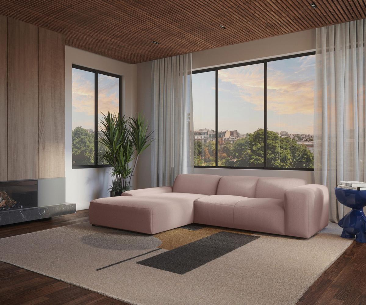 Ecksofa Hannah Rosa 200x304 cm - Schwarz/Rosa, Design, Textil (200/304cm) - MID.YOU