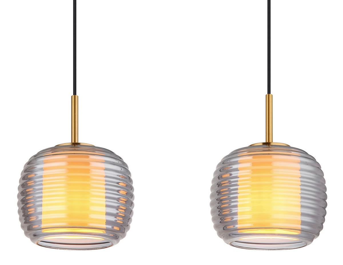 Hängeleuchte 16049-3h - Messingfarben/Schwarz, KONVENTIONELL, Glas/Kunststoff (91/21/150cm) - Globo