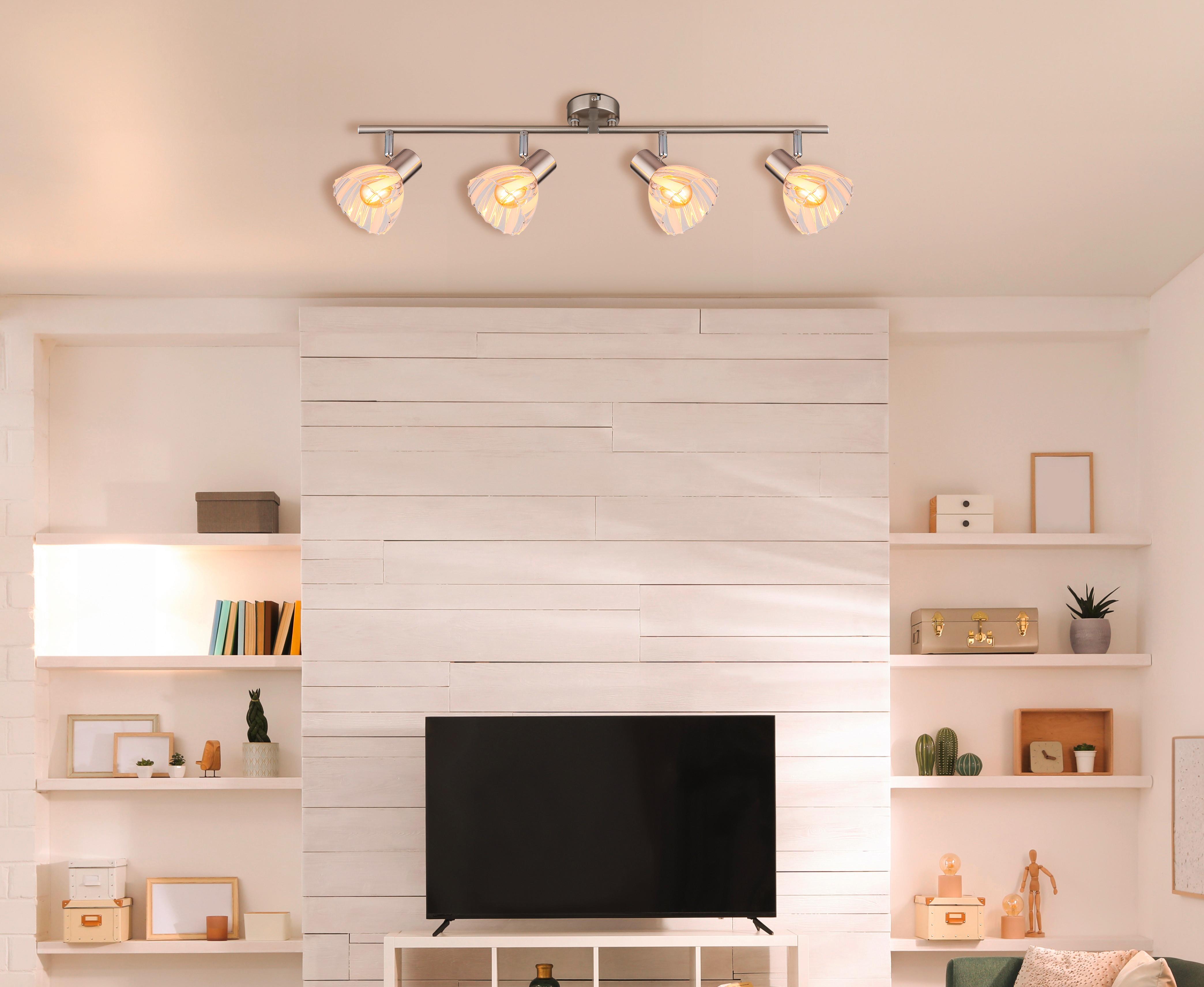 Strahler Zachery Nickelfarben L: 70 cm - Nickelfarben, KONVENTIONELL, Glas/Metall (70/13/19cm) - Globo