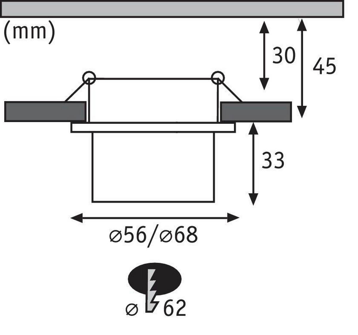 Deckenleuchte Ø 6,8 cm 1-Flammig, dimmbar - Schwarz/Weiß, Basics, Metall (6,8/4,5cm) - Paulmann