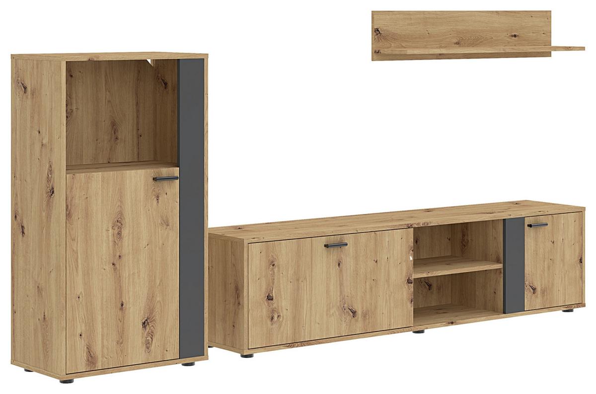 SKRINKA POD TV SLEDGE *CENOVÝ TRHÁK* - čierna/antracitová, Modern, kompozitné drevo/plast (170/42/33cm) - Based