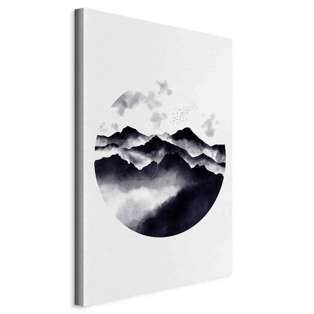 Leinwandbild Mountain Schwarz Grauweiß B: 40 cm