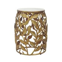 BEISTELLTISCH Weiß/Goldfarben L: 40cm - Goldfarben/Weiß, Design, Stein/Metall (40/40/46cm) - MID.YOU