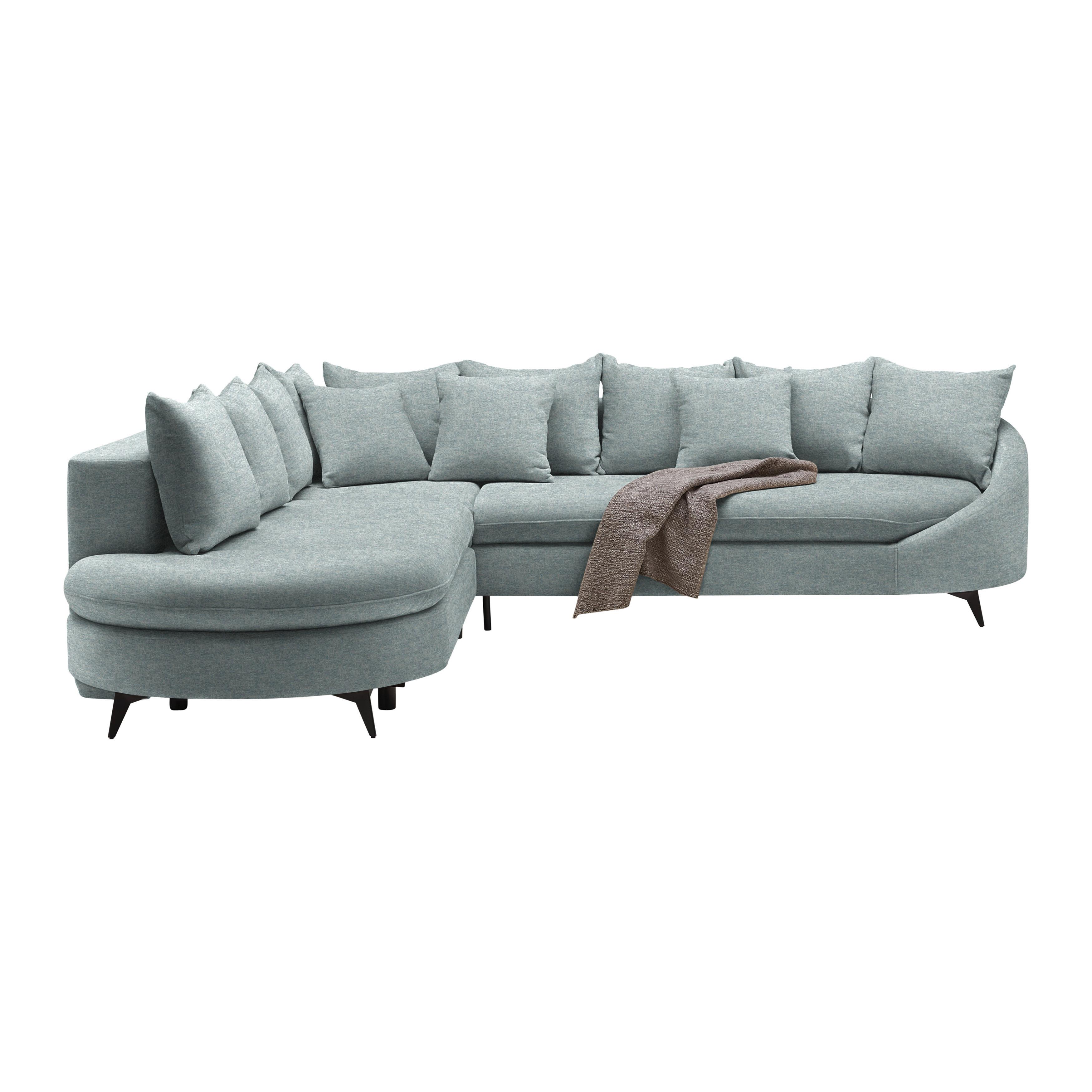 Rohová sedačka AXEL, levá, světle modrá tkanina - černá/světle modrá, Moderní, kov/textil (250/291cm) - Mömax
