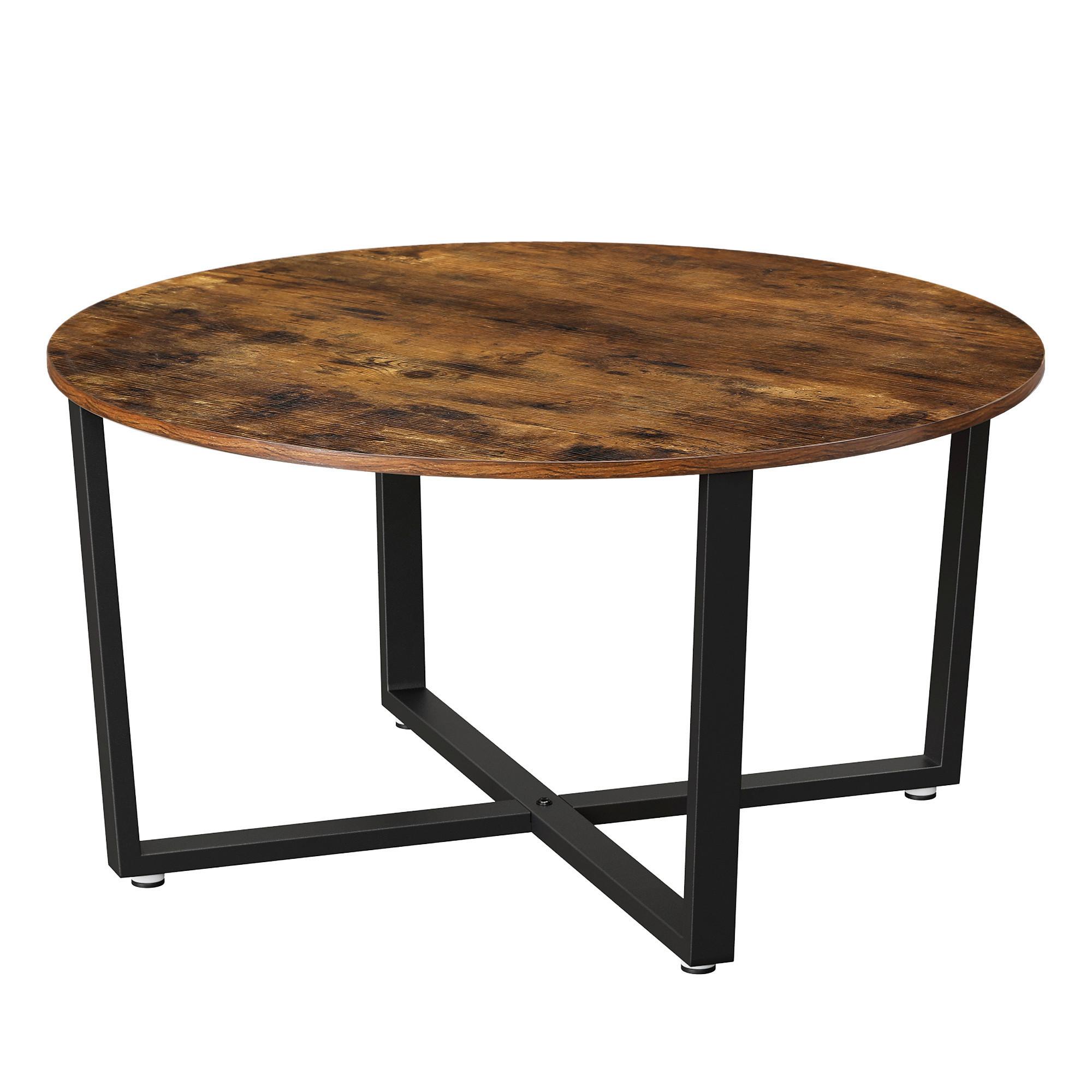 Couchtisch rund Beine: X-Form, Braun, Schwarz - Schwarz/Braun, Trend, Holzwerkstoff/Metall (88/88/47cm) - Boxxx