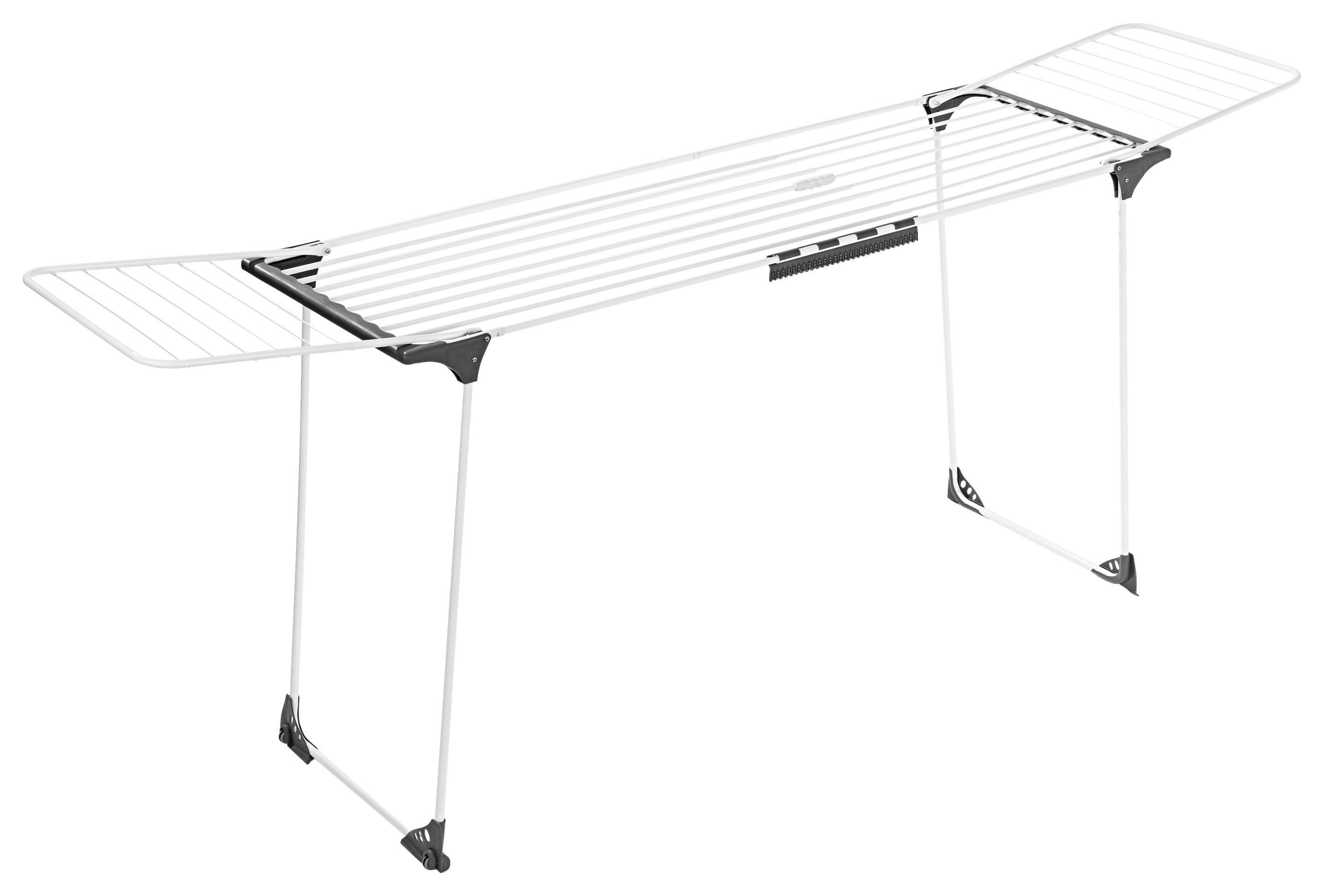 Wäscheständer Easymaxx, Grau, Weiß, LxBxH: 258x56x100 cm - Weiß/Grau, Basics, Kunststoff/Metall (258/56/100cm)
