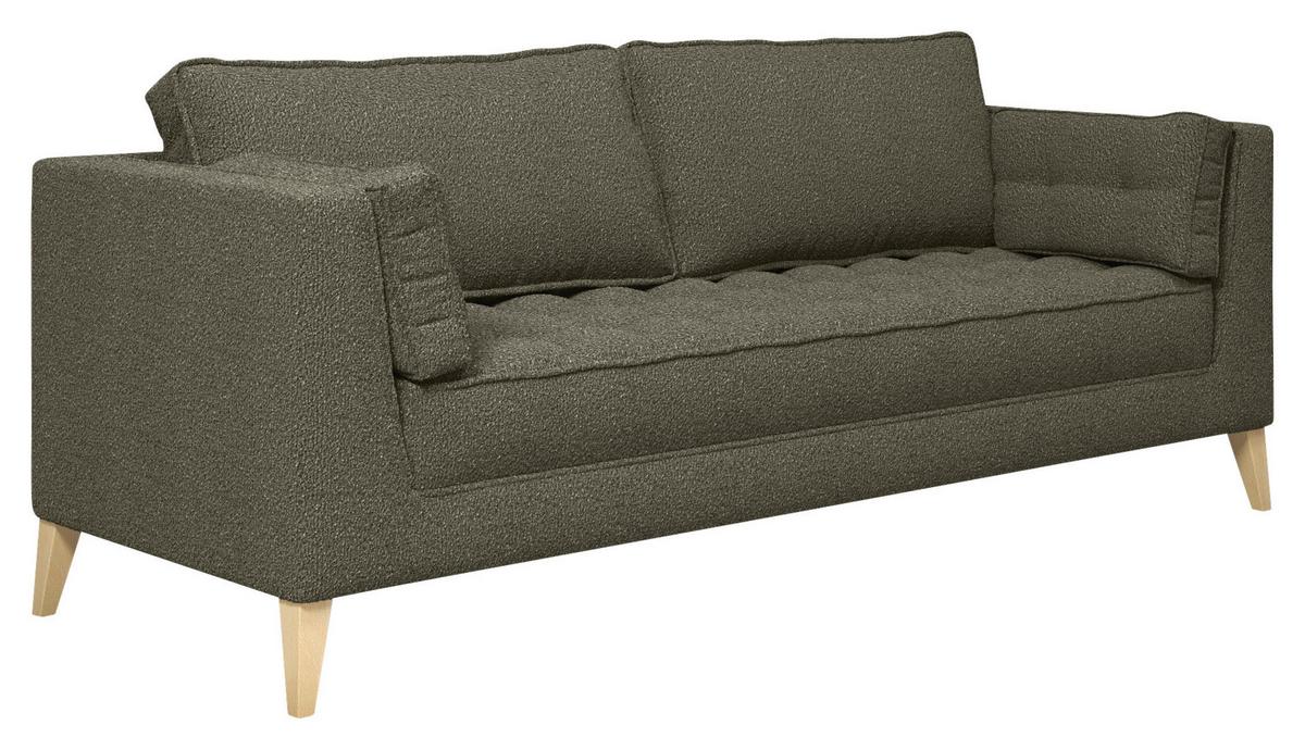 Trojmiestna pohovka DOTI, tmavozelená - prírodná farba/tmavozelená, Design, kompozitné drevo/textil (170/95/85cm) - MID.YOU