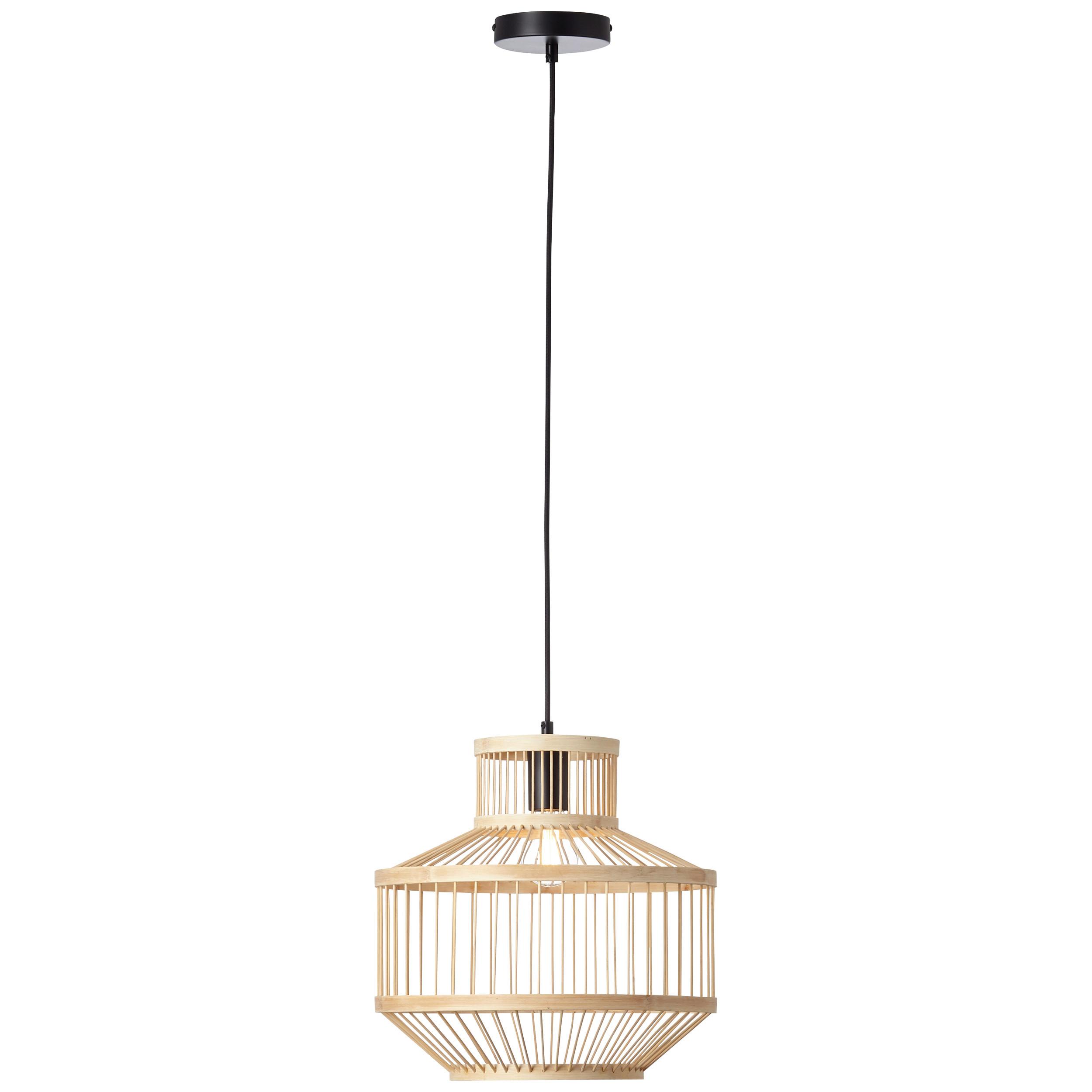 LED-Hängeleuchte Teva H: 121,5 cm 1-Flammig - Schwarz/Naturfarben, Natur, Holz/Metall (35/35/121,5cm) - Brilliant