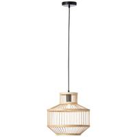 LED-Hängeleuchte Teva H: 121,5 cm 1-Flammig - Schwarz/Naturfarben, Natur, Holz/Metall (35/35/121,5cm) - Brilliant