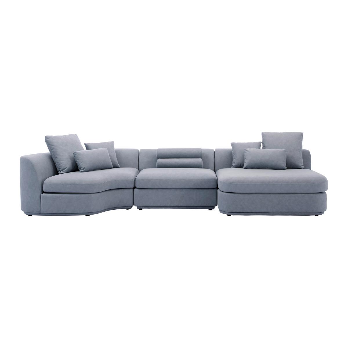 Sedací souprava Anna modrošedá - šedá/bílá, Moderní, dřevo/textil (360/134/134cm) - Bessagi Home