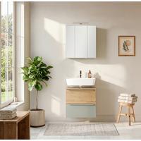 Badezimmer Verona Wildeiche/Schilfgrün 2-teilig - Schilfgrün/Wildeiche, Trend, Glas/Holzwerkstoff (60cm) - Held