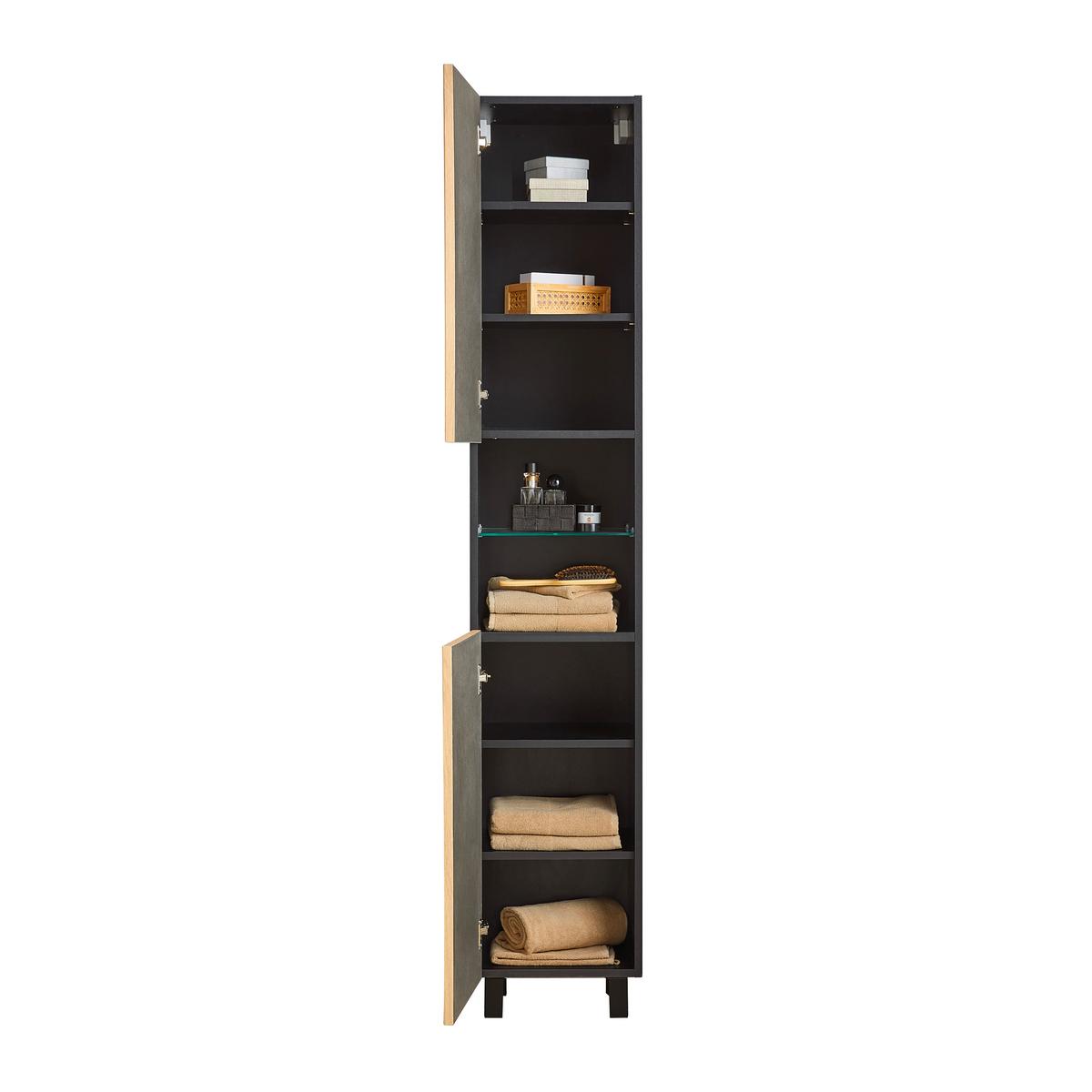 Vysoká skrinka VENEZIA - čierna/farba duba, Lifestyle, kompozitné drevo (35/195/32cm) - Mömax