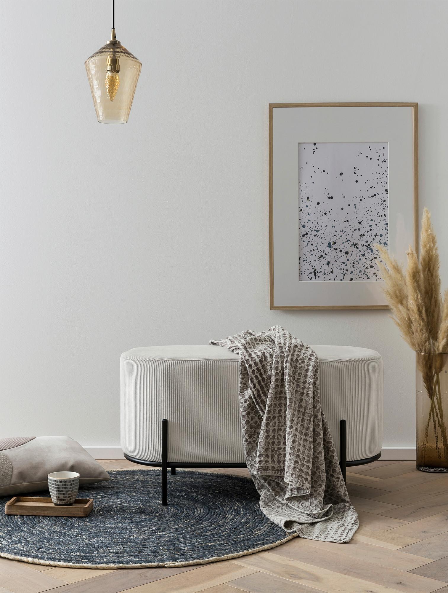 Hocker Beige B: 80 Cm - Beige/Schwarz, MODERN, Textil (80/42/40cm) - Livetastic