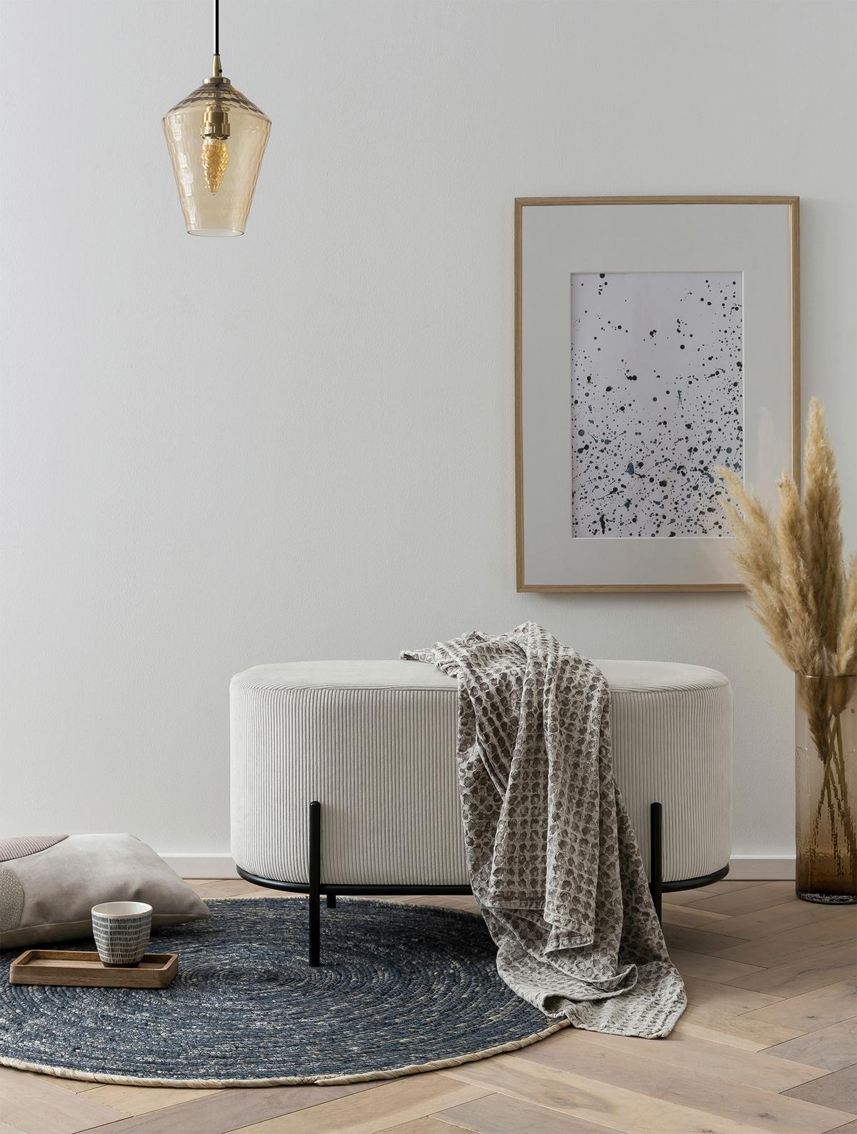 Hocker Beige B: 80 Cm - Beige/Schwarz, MODERN, Textil (80/42/40cm) - Livetastic