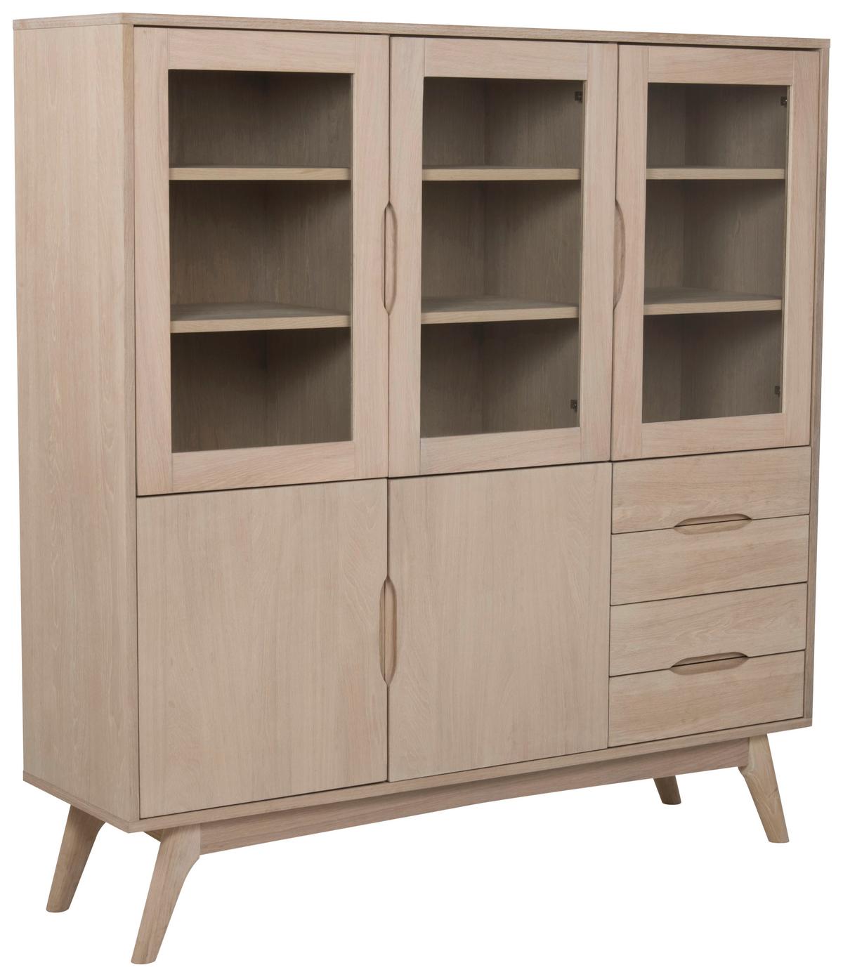 Vitrine Marte - Eichefarben, MODERN, Glas/Holz (140/148/40cm) - MID.YOU