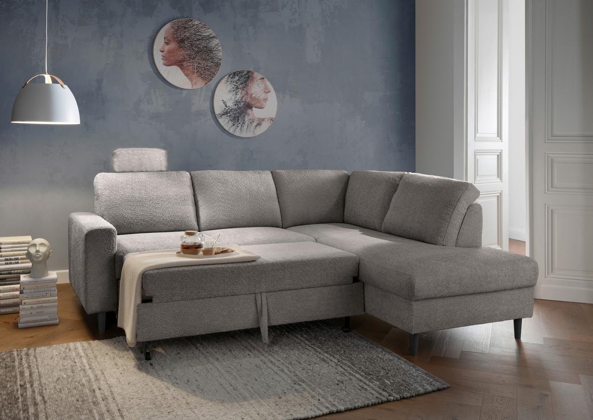 Eckschlafsofa Passione Anthrazit S: 242x200 Cm - Anthrazit/Schwarz, MODERN, Textil (242/200cm) - Livetastic