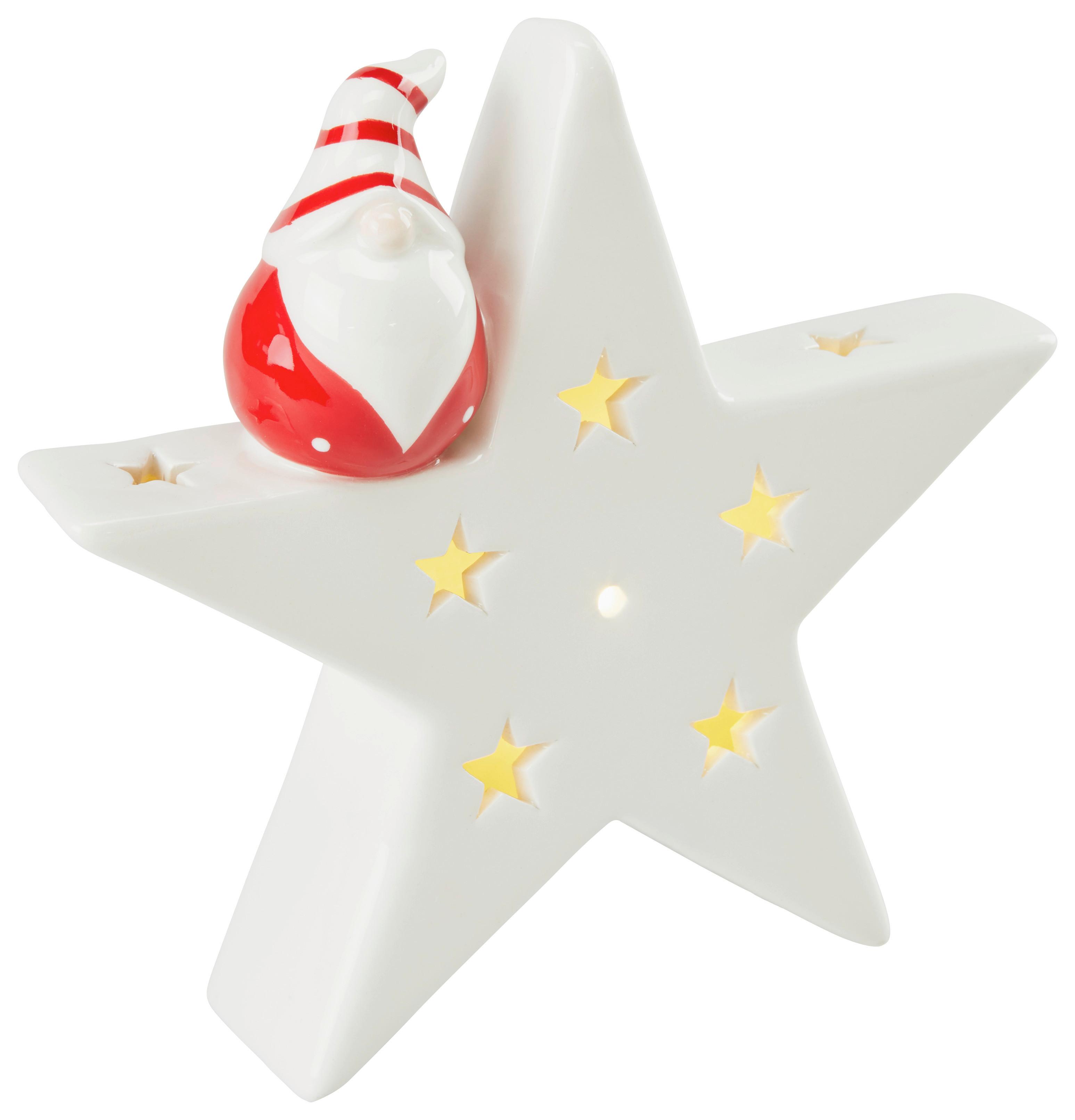 Dekostern Aus Keramik - Weiß, Basics, Keramik (14,5/14/3,5cm)