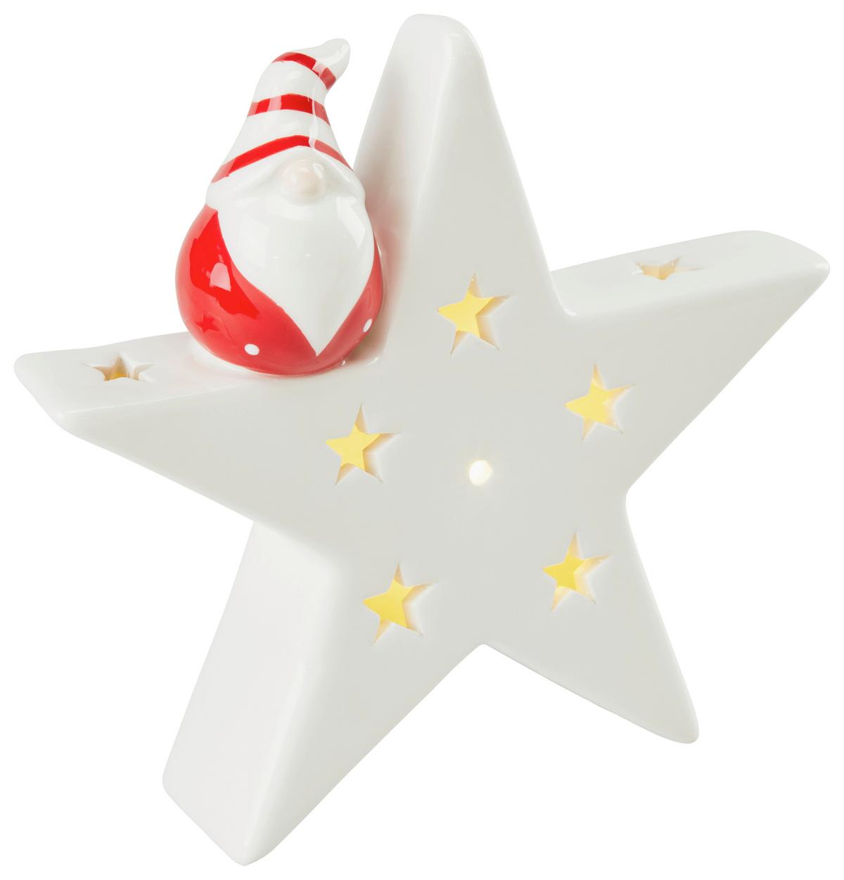 Dekostern Aus Keramik - Weiß, Basics, Keramik (14,5/14/3,5cm)