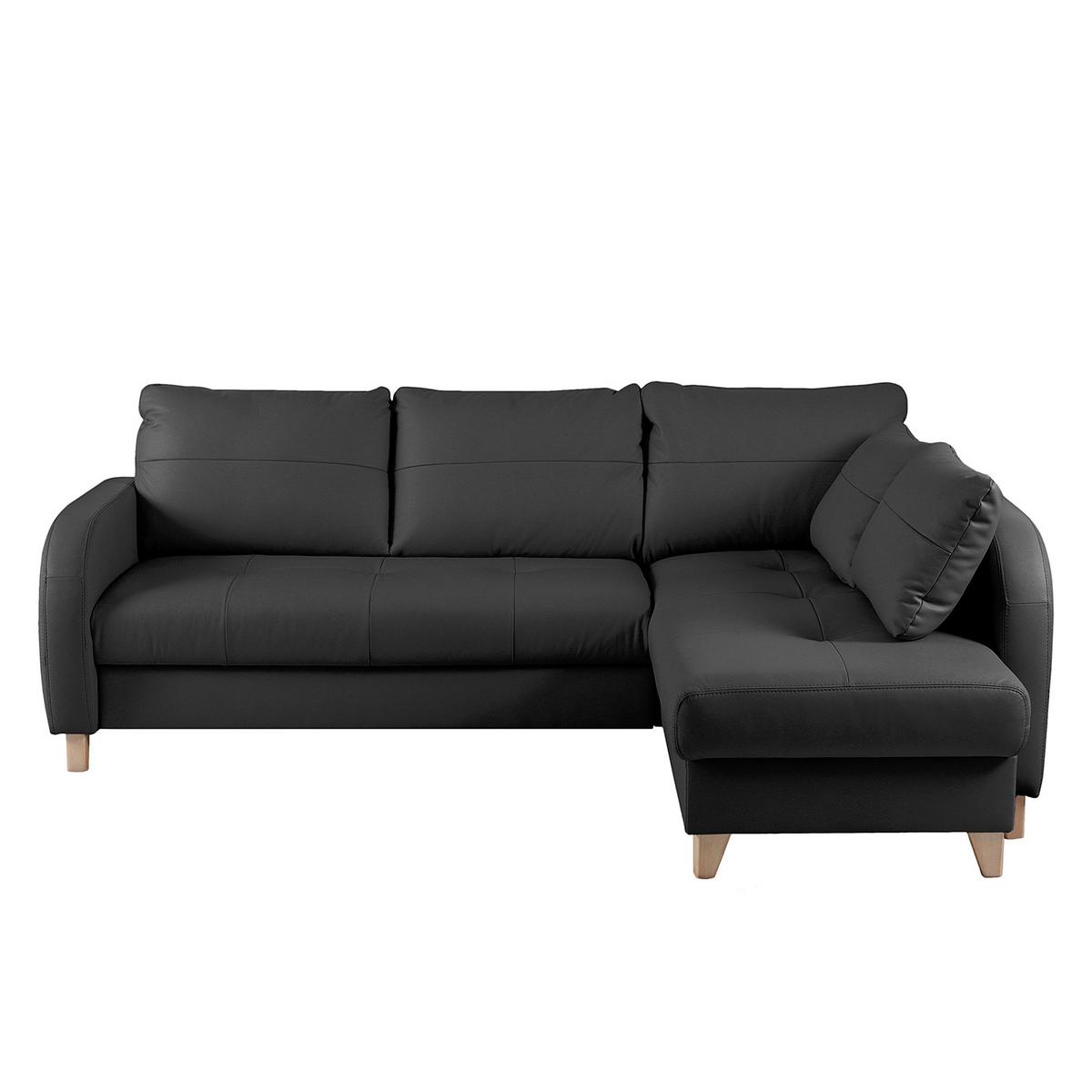 Ecksofa Compact Schwarz B: 227x168 Cm - Buchefarben/Schwarz, Design, Leder/Textil (227/168cm) - Livetastic