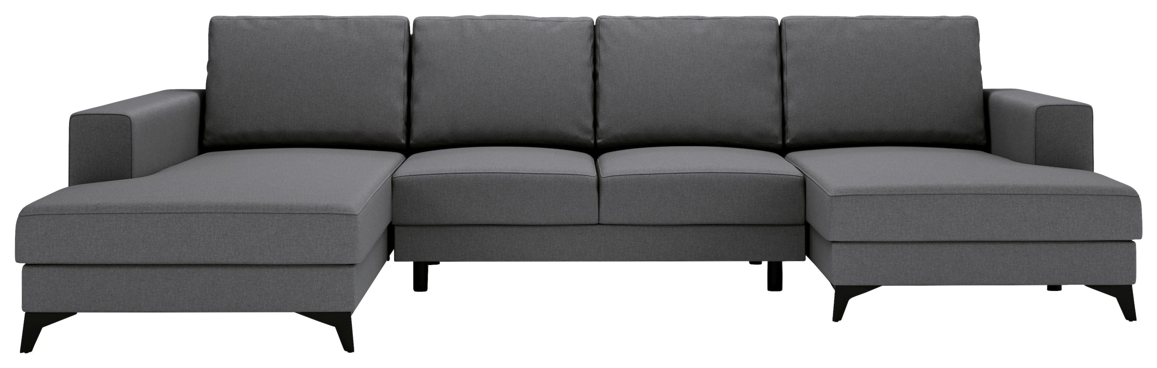 Harvey U Grau U: 190x339x156 cm - Schwarz/Grau, Design, Textil (190/339/156cm) - Livetastic