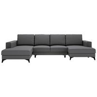 Harvey U Grau U: 190x339x156 cm - Schwarz/Grau, Design, Textil (190/339/156cm) - Livetastic