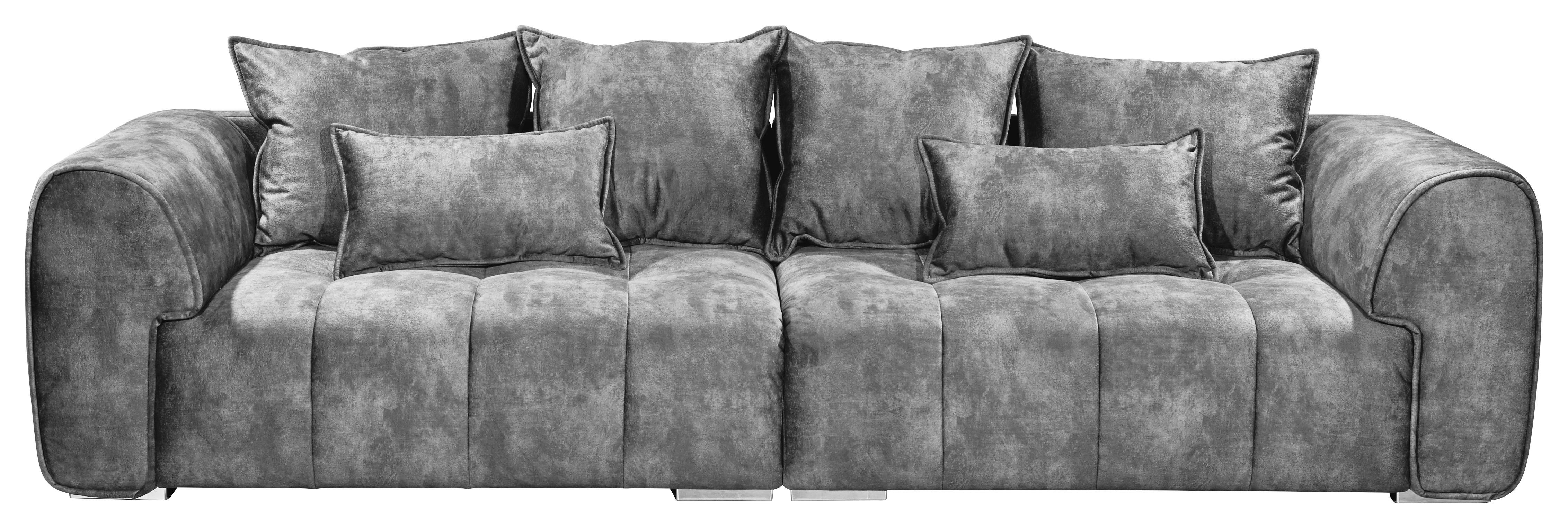 Big Sofa London mit Rückenkissen B: 316 cm Grau - Silberfarben/Grau, MODERN, Textil (316/90/112cm) - Livetastic