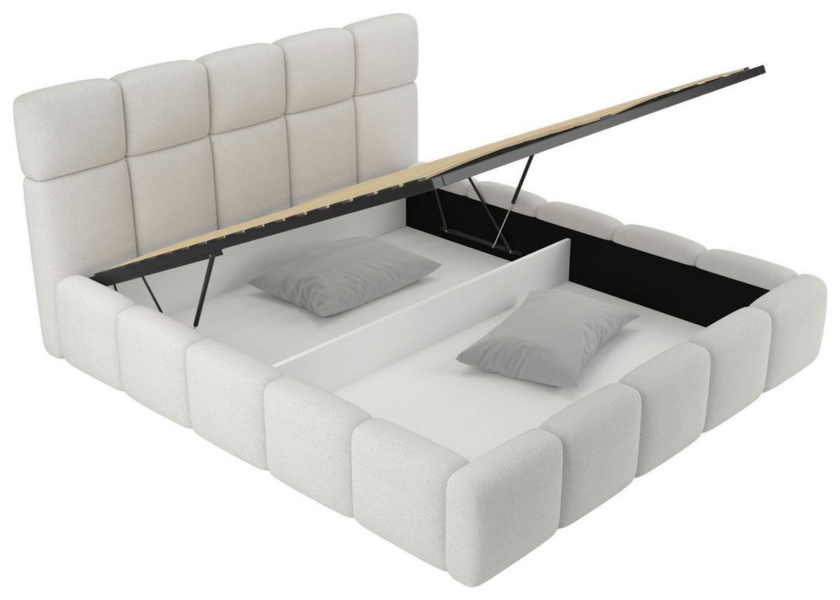 Polsterbett Cloudy M. Matratze Creme, Lf: 180x200 Cm - Creme, Trend, Holz/Holzwerkstoff (180/200cm) - Luca Bessoni