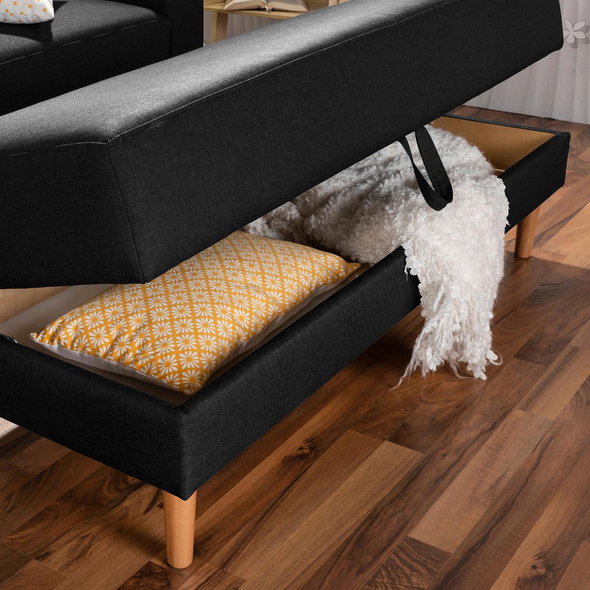 Eckschlafsofa Just Cool - Erlefarben/Schwarz, Design, Textil (230/93/152cm) - Max Winzer