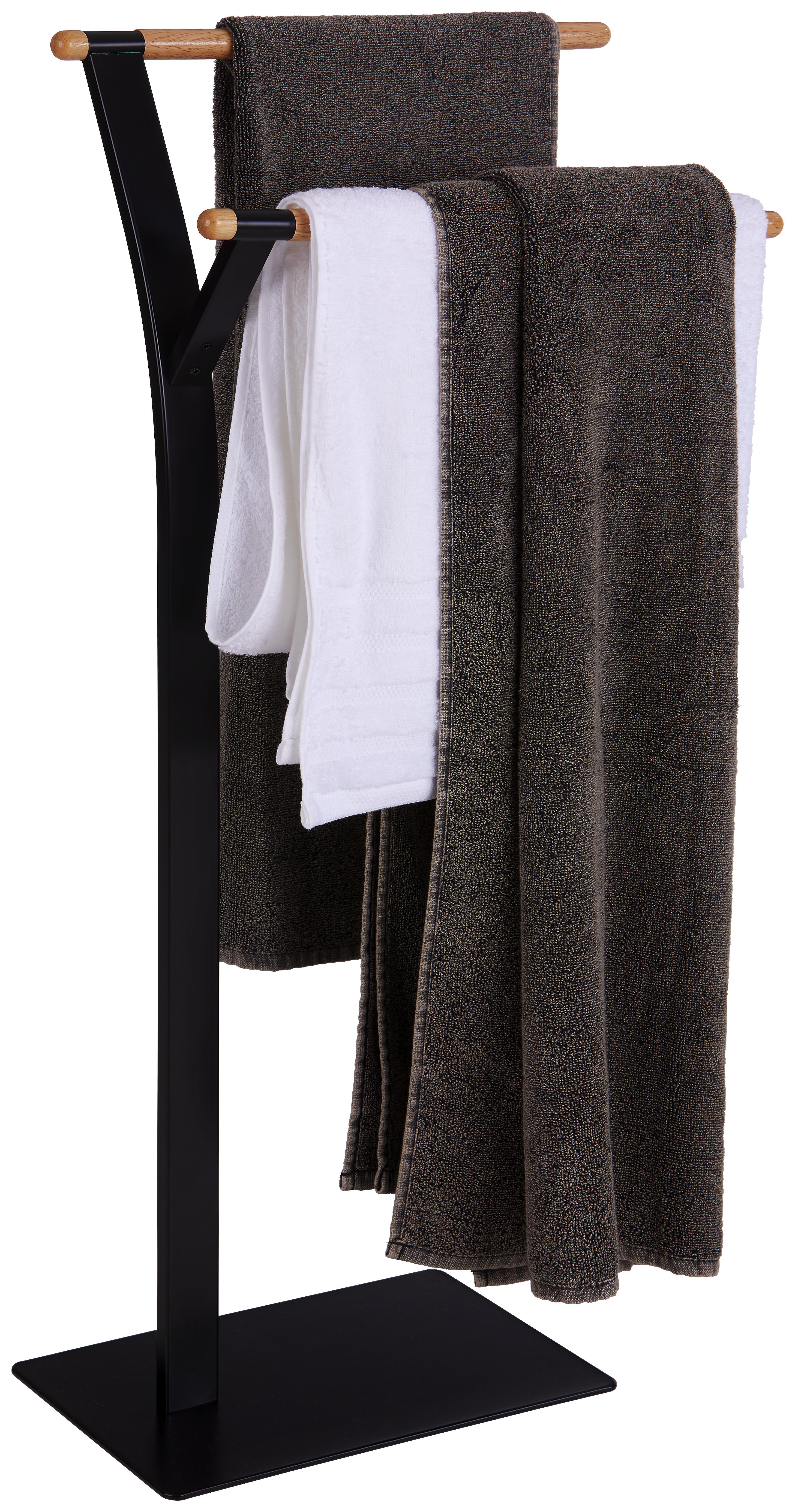 Handtuchhalter Lacchio-1 - Schwarz/Naturfarben, KONVENTIONELL, Holz/Metall (42/87/20cm) - Homezone