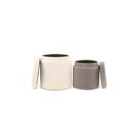 Hocker Pouf-Set Samt Taupe/Beige 2-teilig - Taupe/Beige, Trend, Kunststoff/Textil - Kayoom